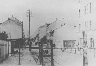 Entrance to the Riga ghetto. Riga, Latvia, 1941-1943. 